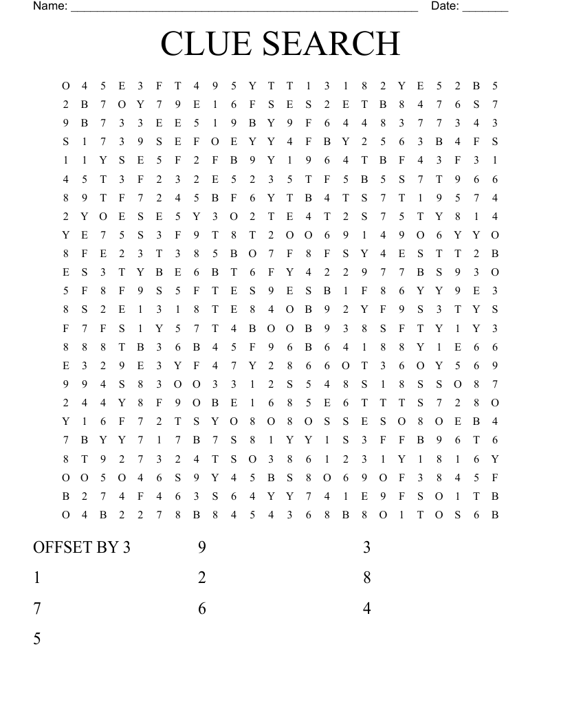 CLUE SEARCH Word Search