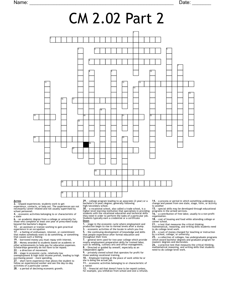 CM 2.02 Part 2 Crossword