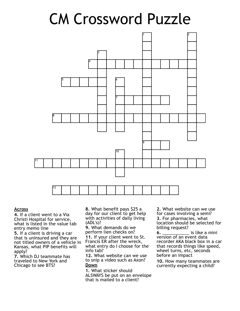 CM Crossword Puzzle