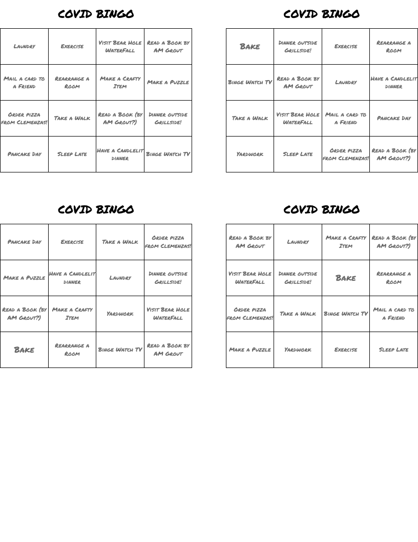 COVID BINGO