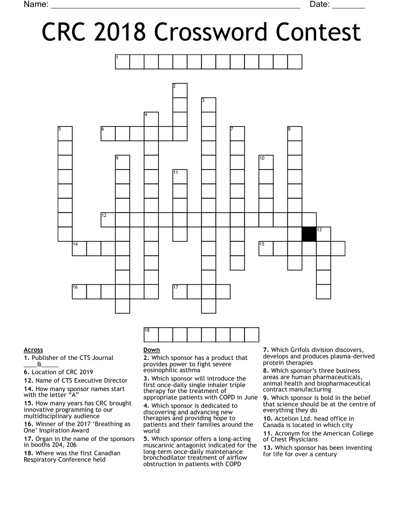 CRC 2018 Crossword Contest
