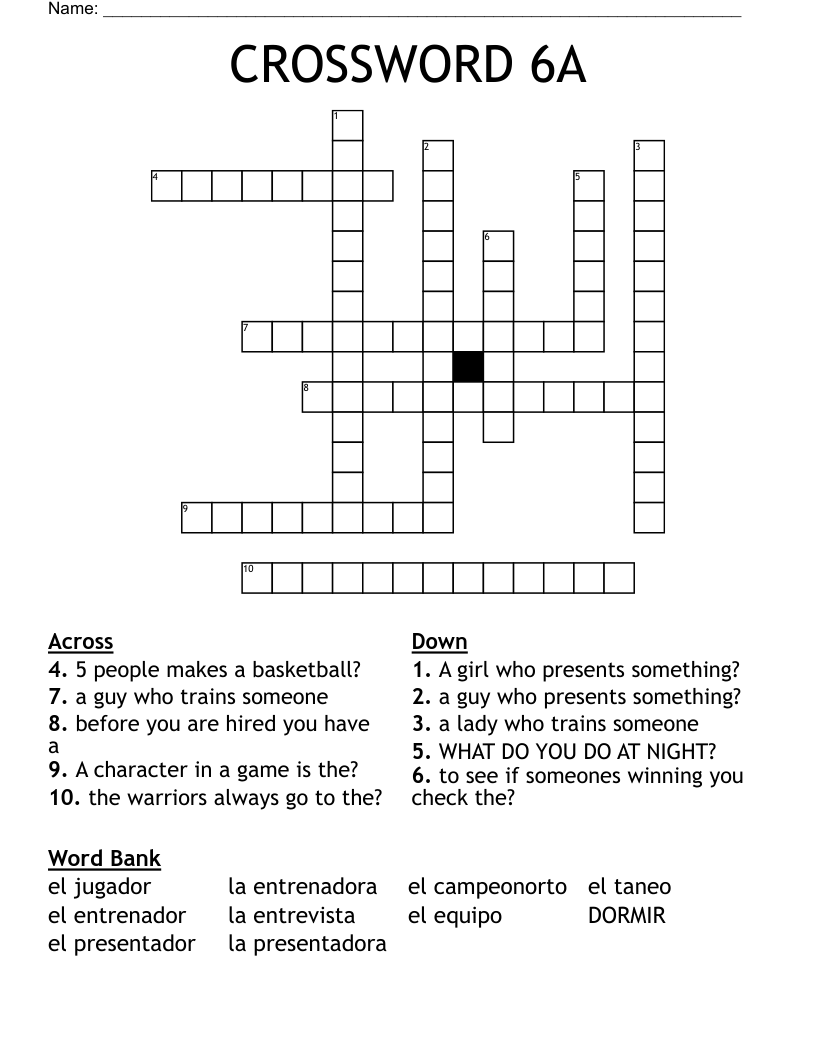 CROSSWORD 6A
