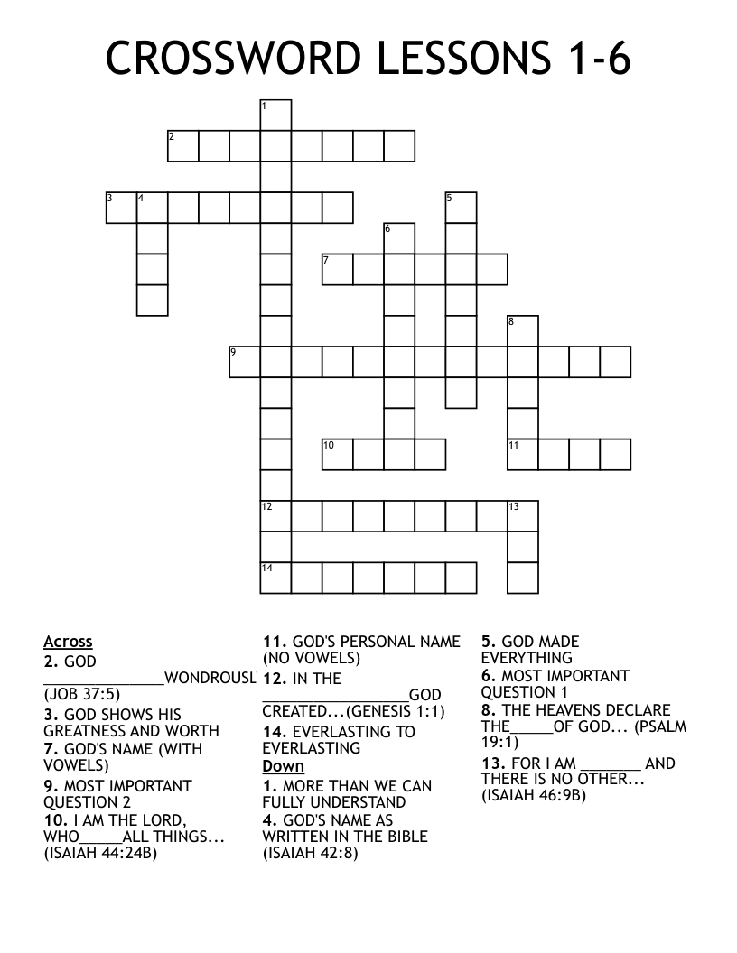 CROSSWORD LESSONS 1-6