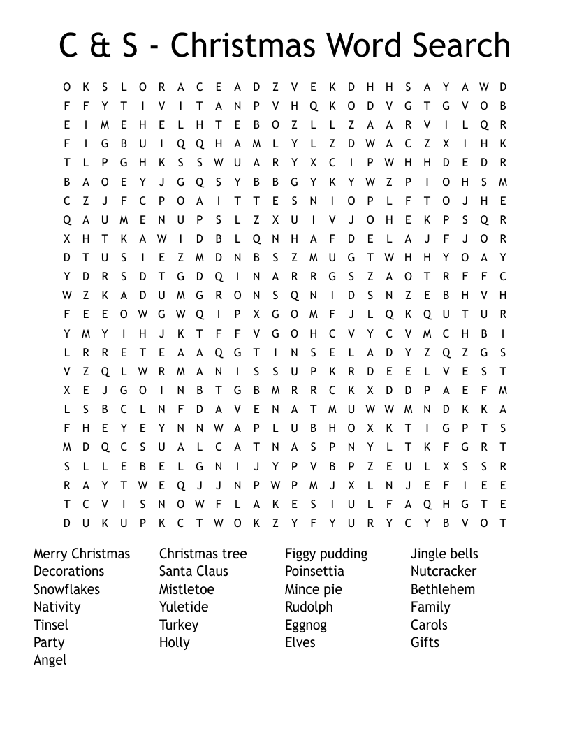 C & S - Christmas Word Search