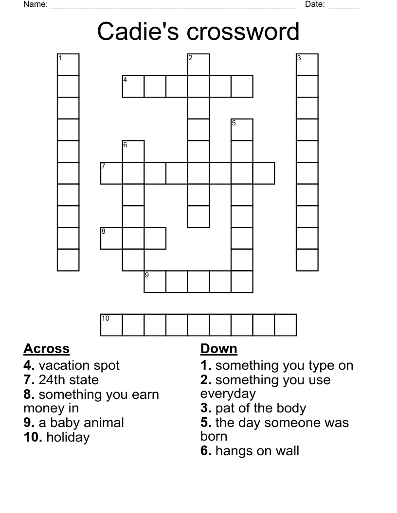 Cadie's crossword WordMint