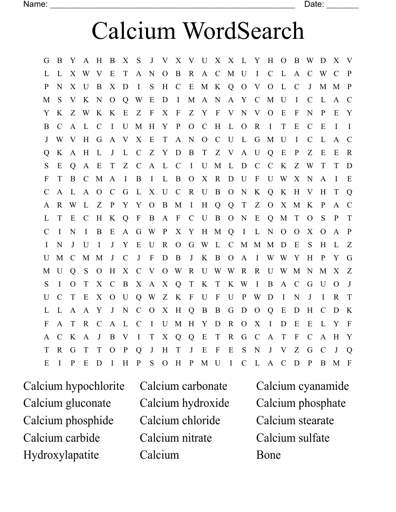 Calcium WordSearch