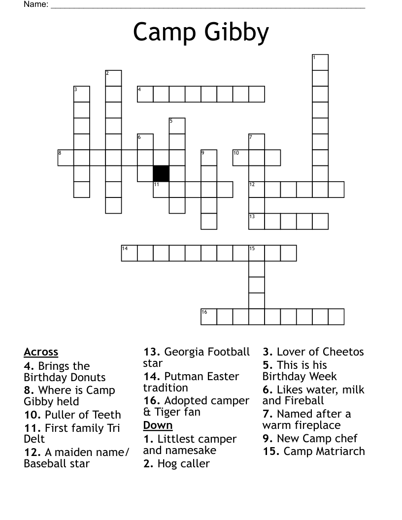 Camp Gibby Crossword