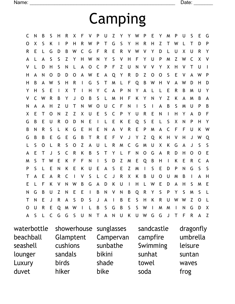 Camping Word Search