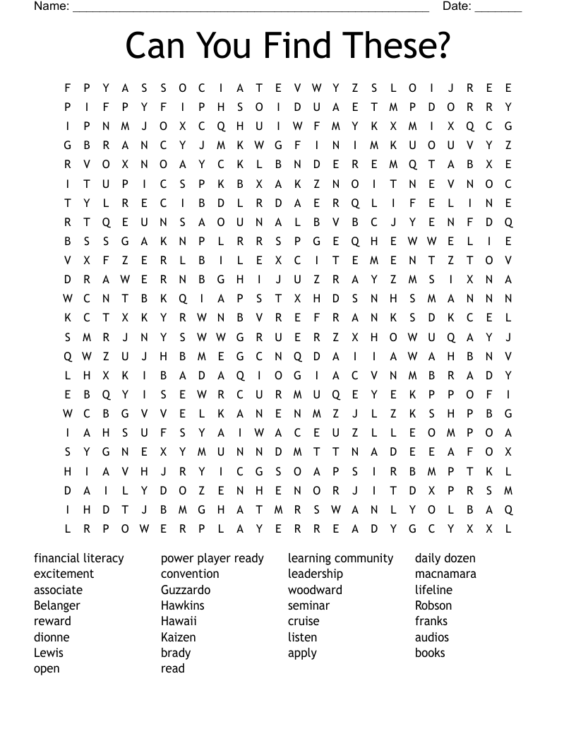 Can You Find These? Word Search