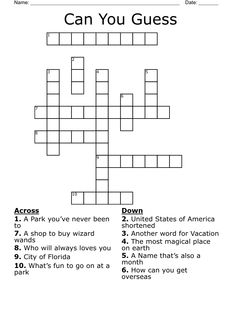 Can You Guess Crossword WordMint