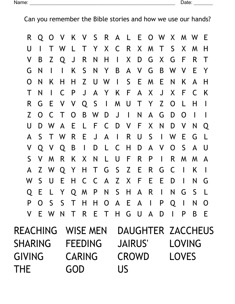 Can you remember the Bible stories and how we use our hands? Word