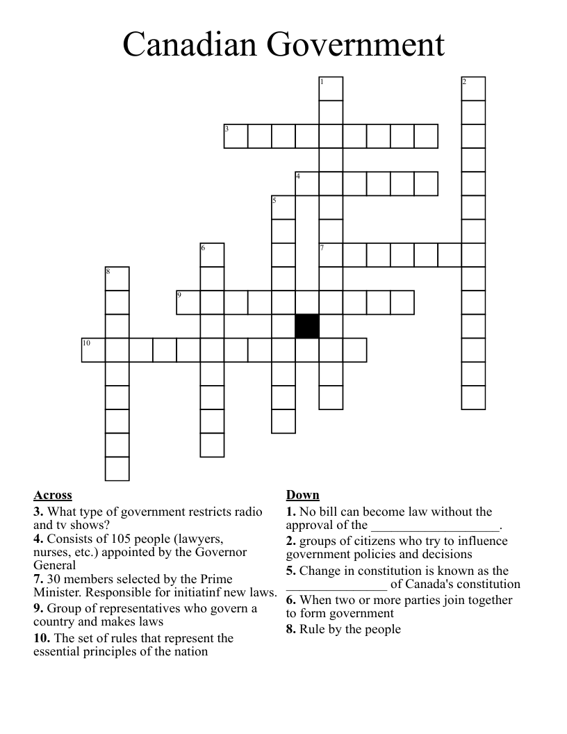 Canadian Government Crossword