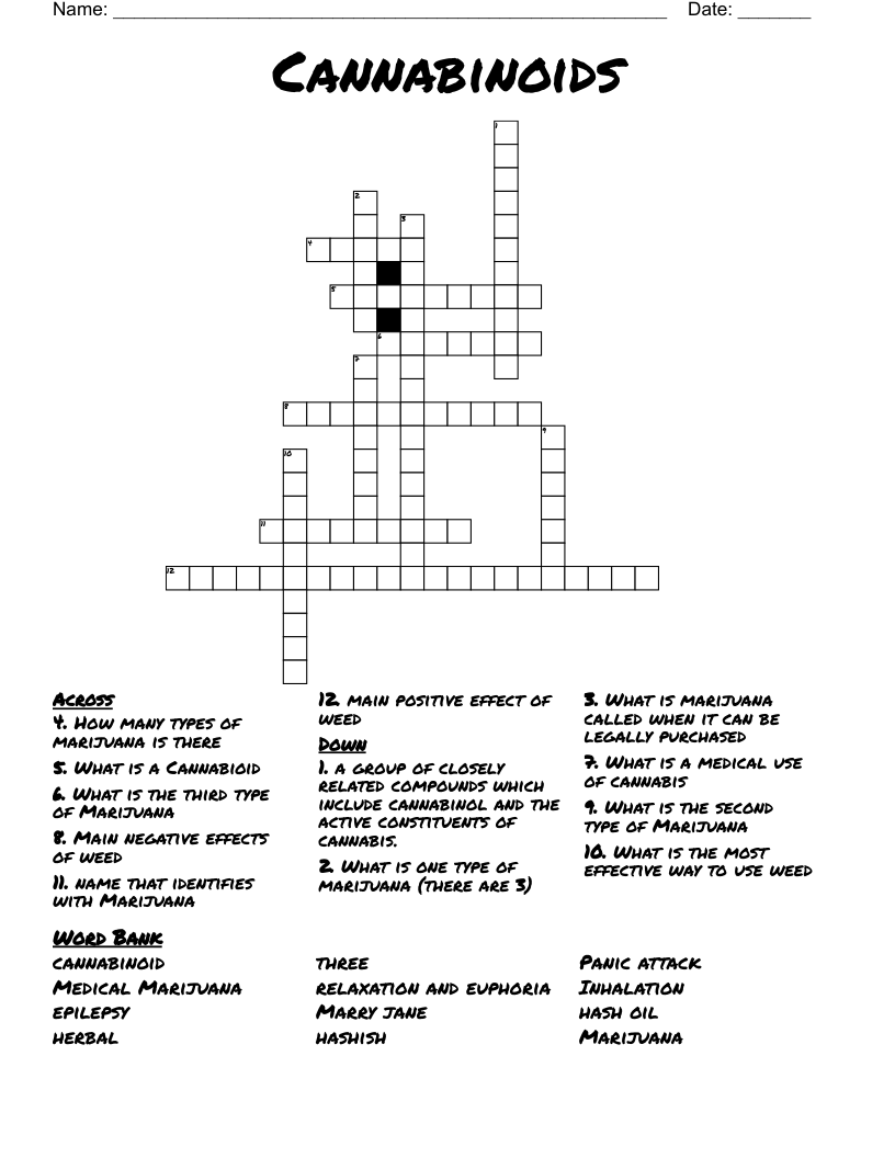 Cannabinoids Crossword