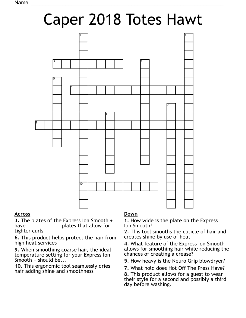 Caper 2018 Totes Hawt Crossword WordMint