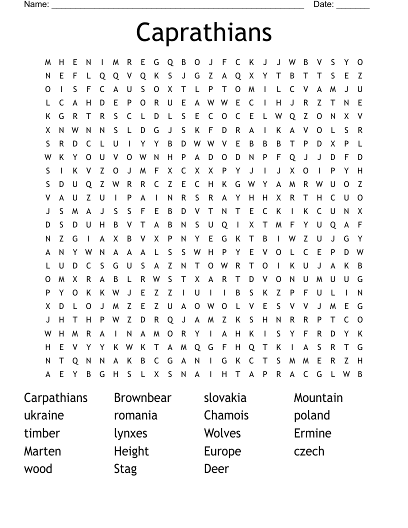 Caprathians Word Search