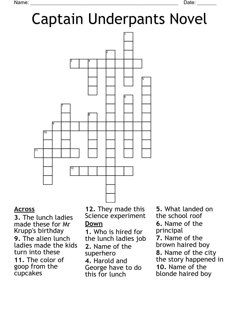 Captain Underpants Word Search WordMint