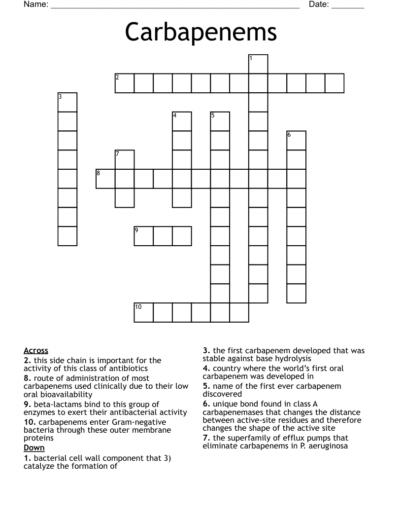Carbapenems Crossword