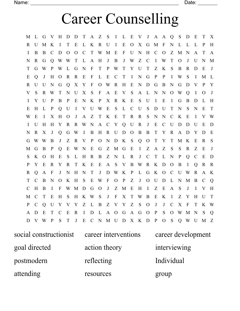 Career Counselling Word Search