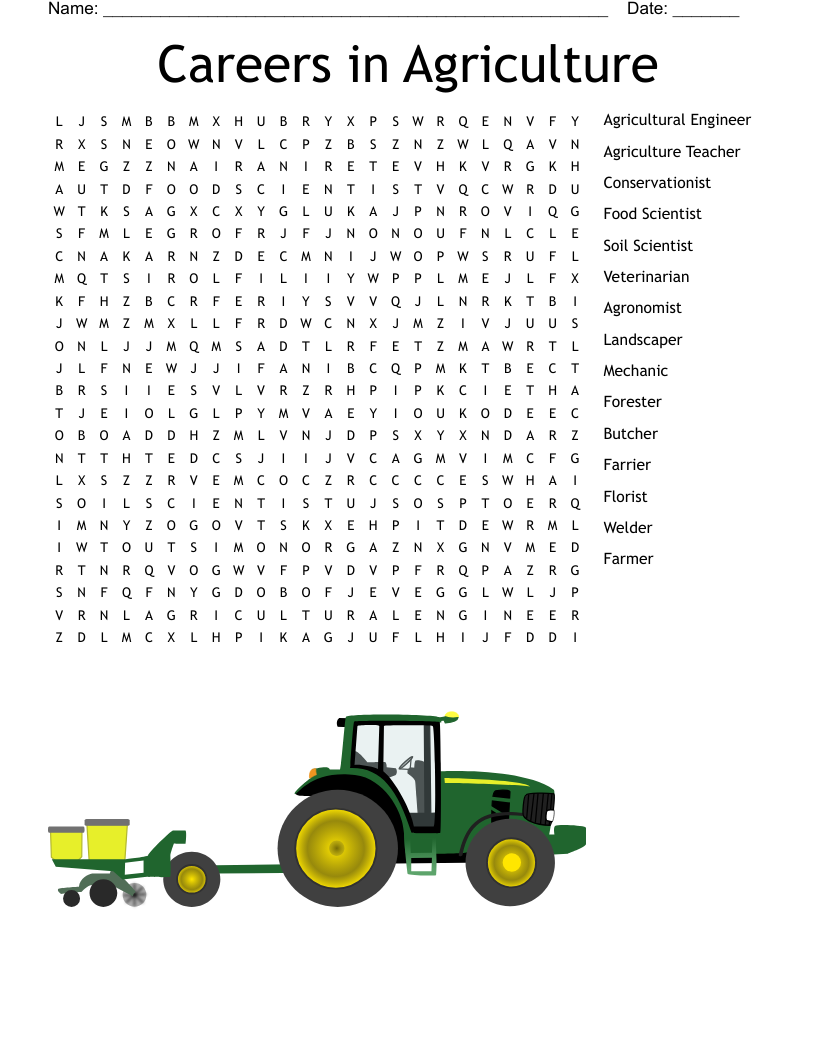 AG Careers Word Search WordMint