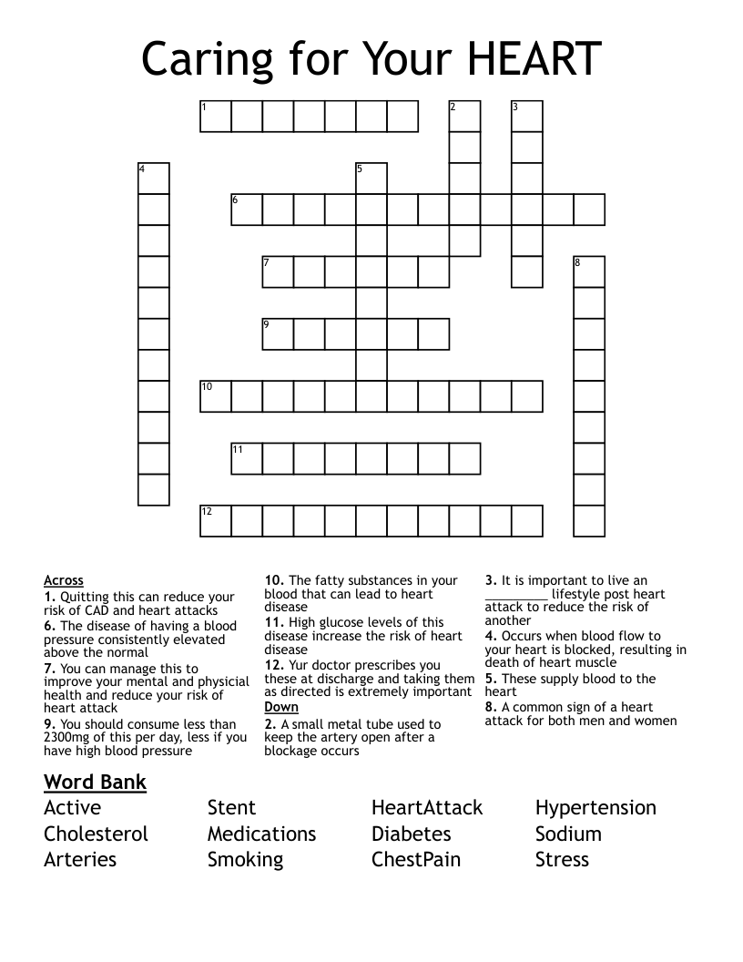 Caring for Your HEART Crossword