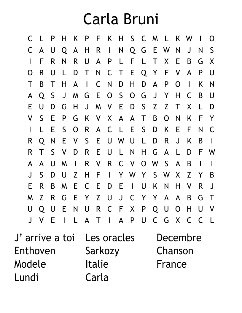 Carla Bruni  Word Search