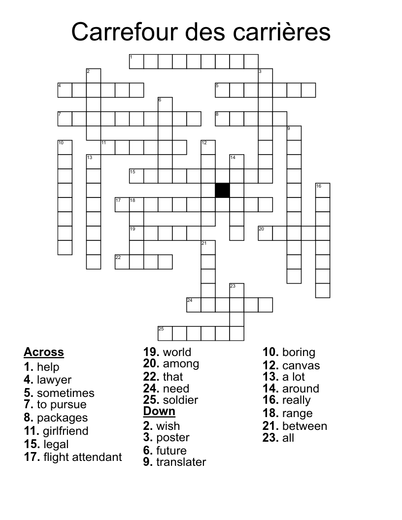 Carrefour des carrières Crossword