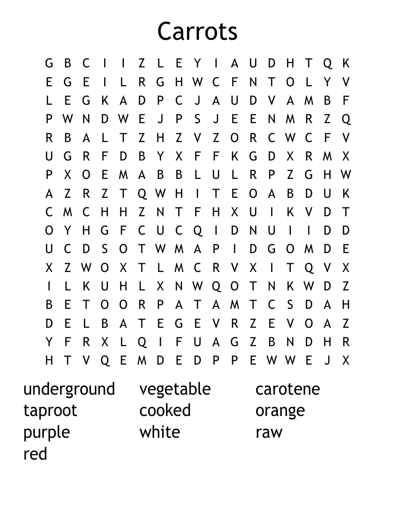Carrots Word Search
