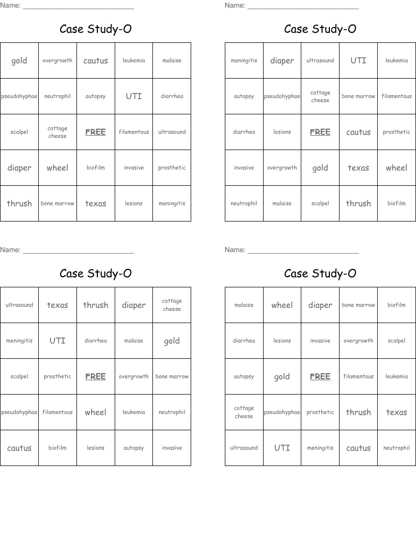 Case Study-O Bingo Cards