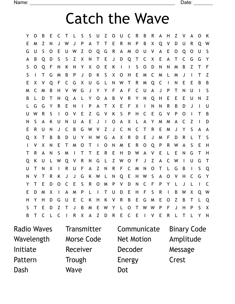 Catch the Wave Word Search