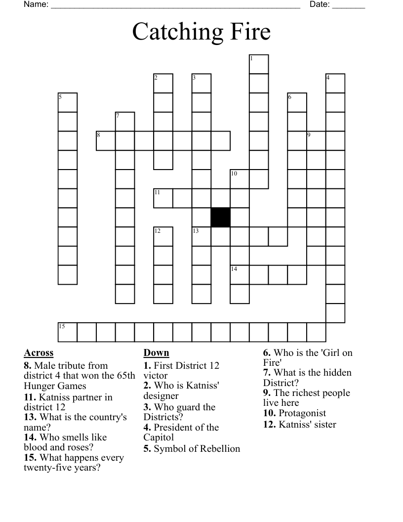 The Hunger Games crossword puzzle - WordMint