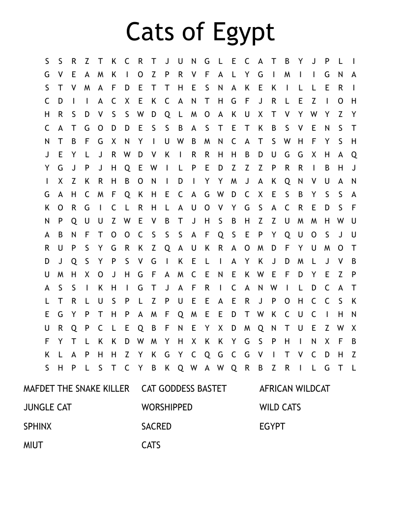 Cats of Egypt Word Search