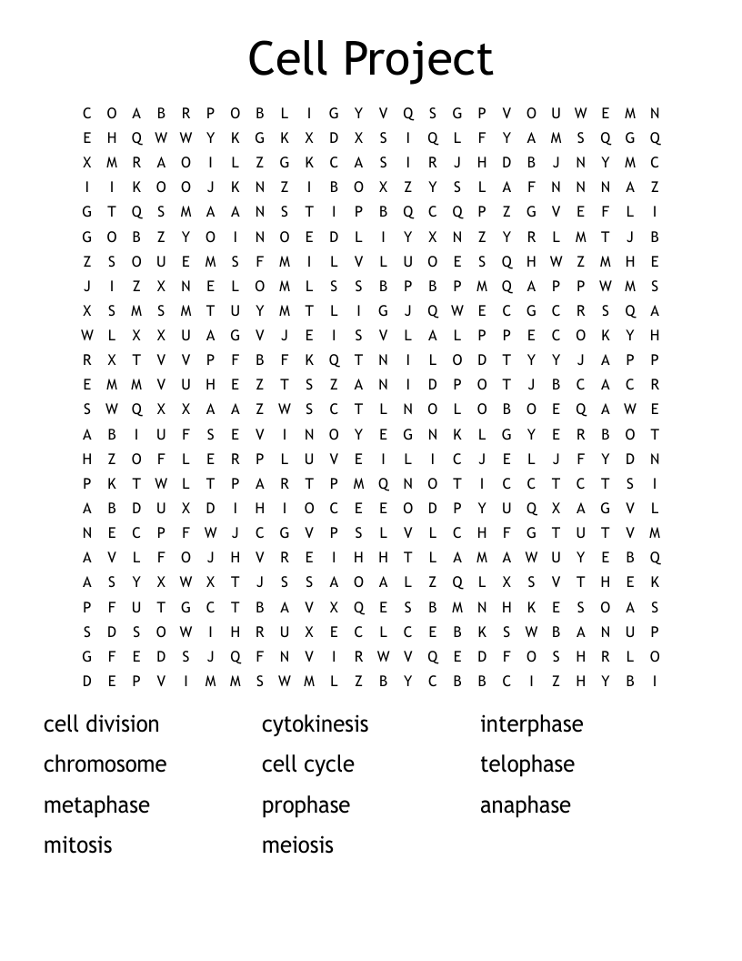 Cell Project Word Search