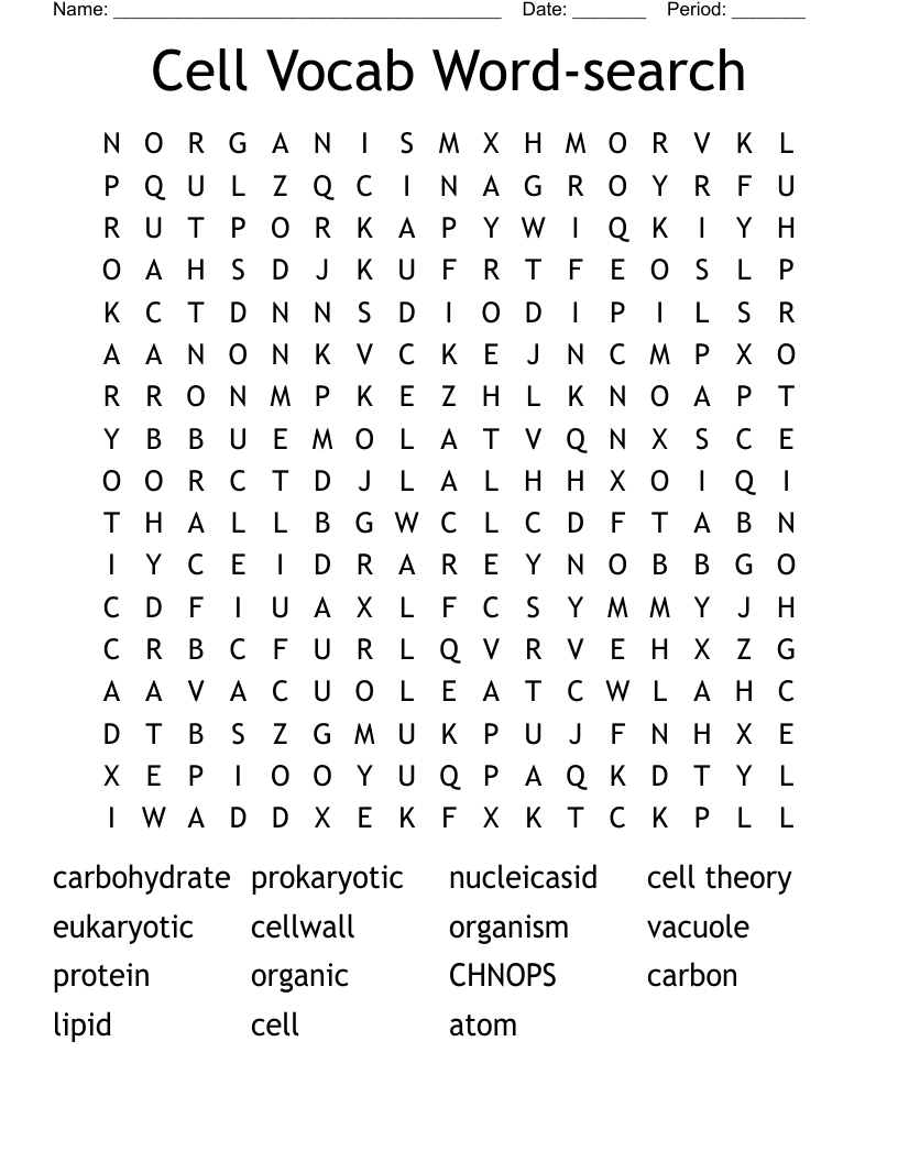 Cell Vocab Word-search Word Search