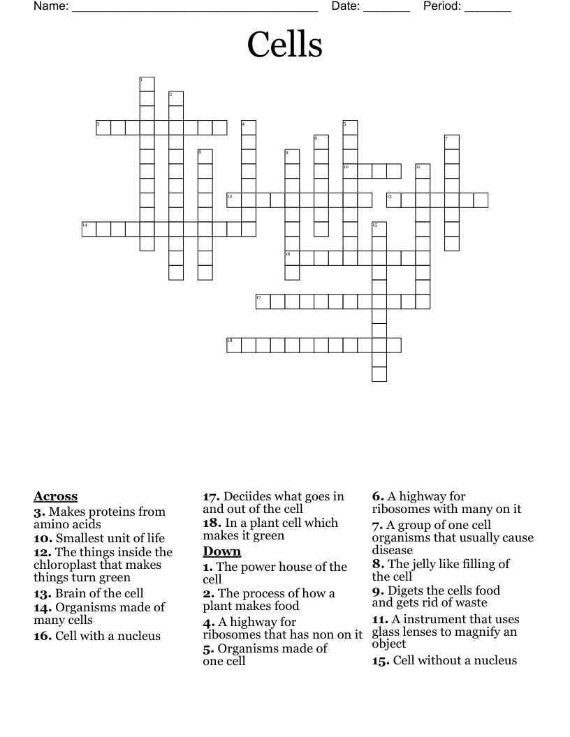 Cells Crossword