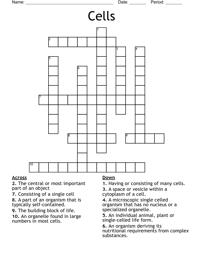 Cells Crossword WordMint