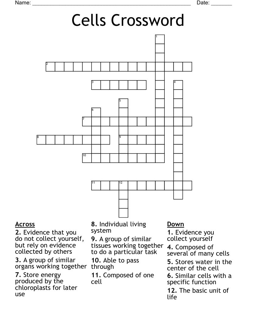 Cells Crossword