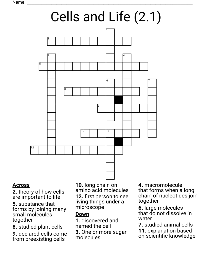 Cell Theory Crossword WordMint