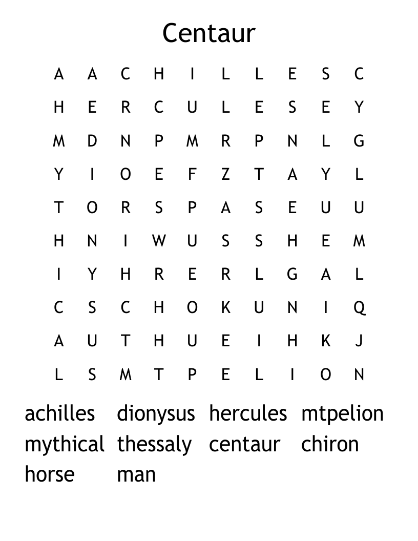 Centaur Word Search