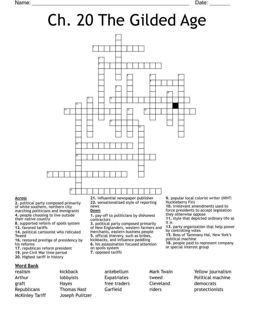Ch 20 Gilded Age Word Search WordMint