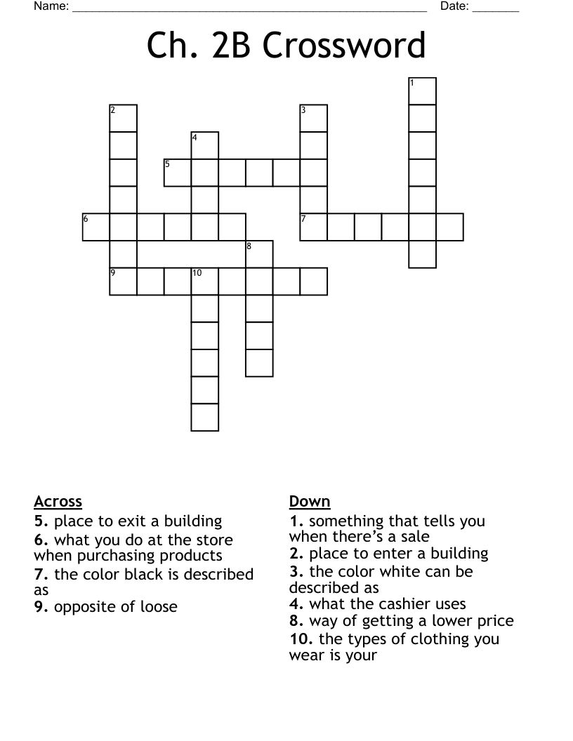 Ch. 2B Crossword - WordMint