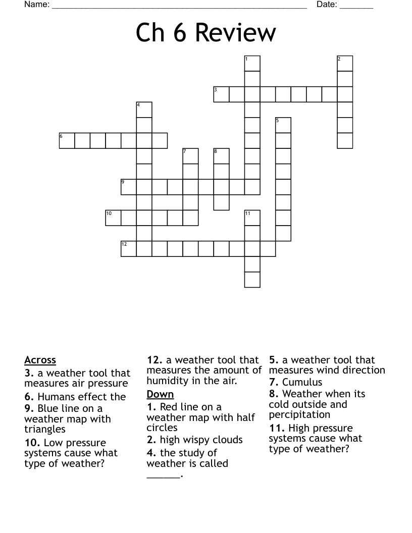 Ch 6 Review Crossword