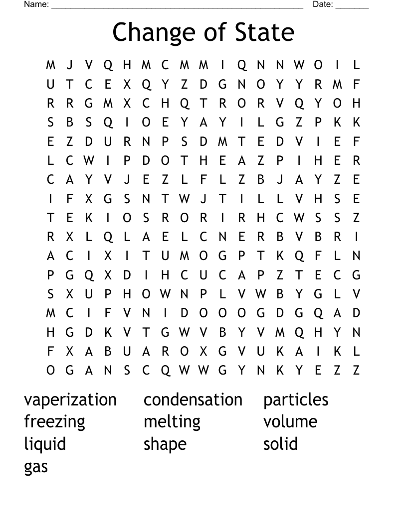 Change of State Word Search