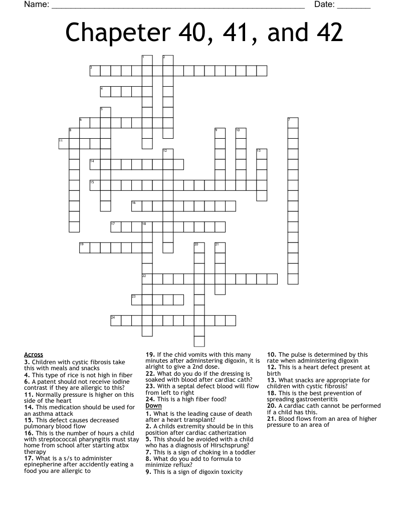 Chapeter 40, 41, and 42 Crossword