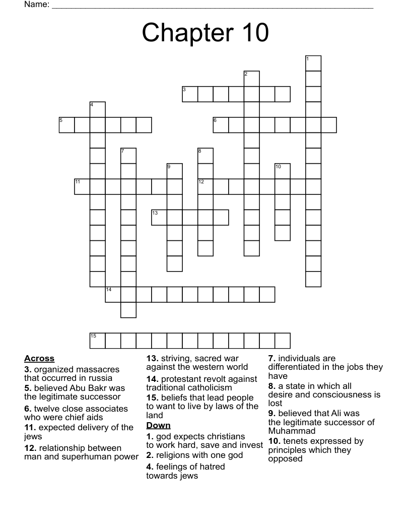 Chapter 10 Crossword