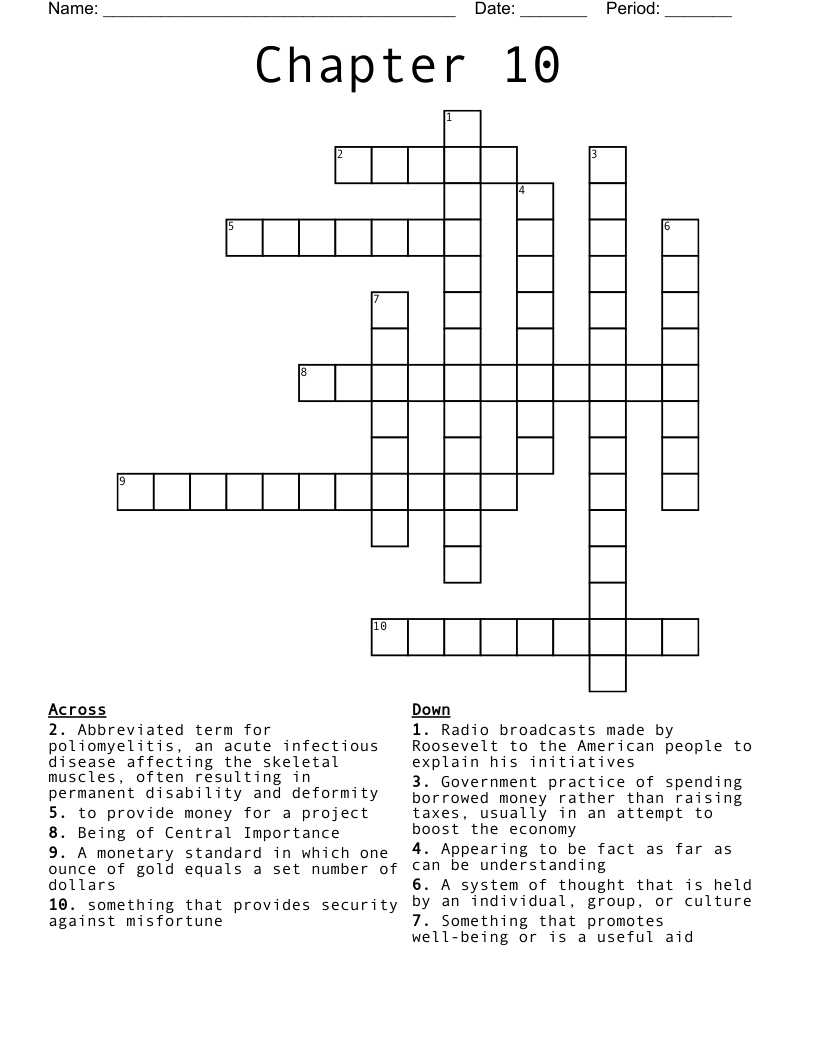 Chapter 10 Crossword - WordMint