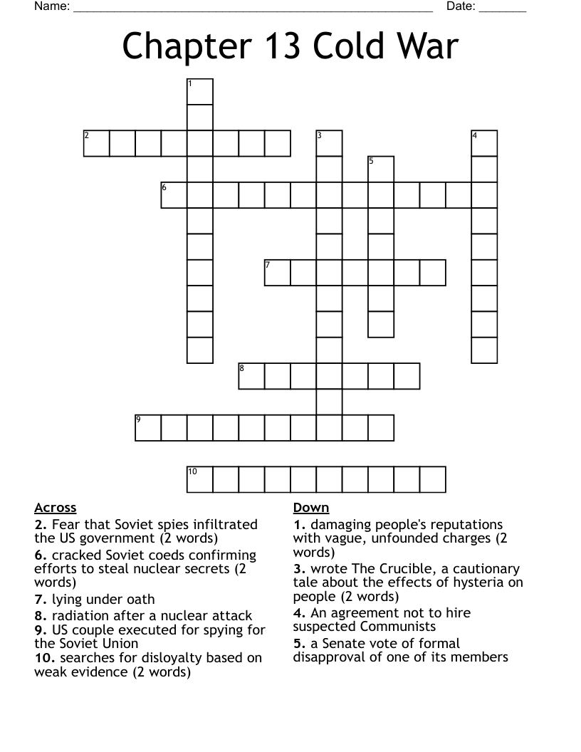Chapter 13 Cold War Crossword WordMint