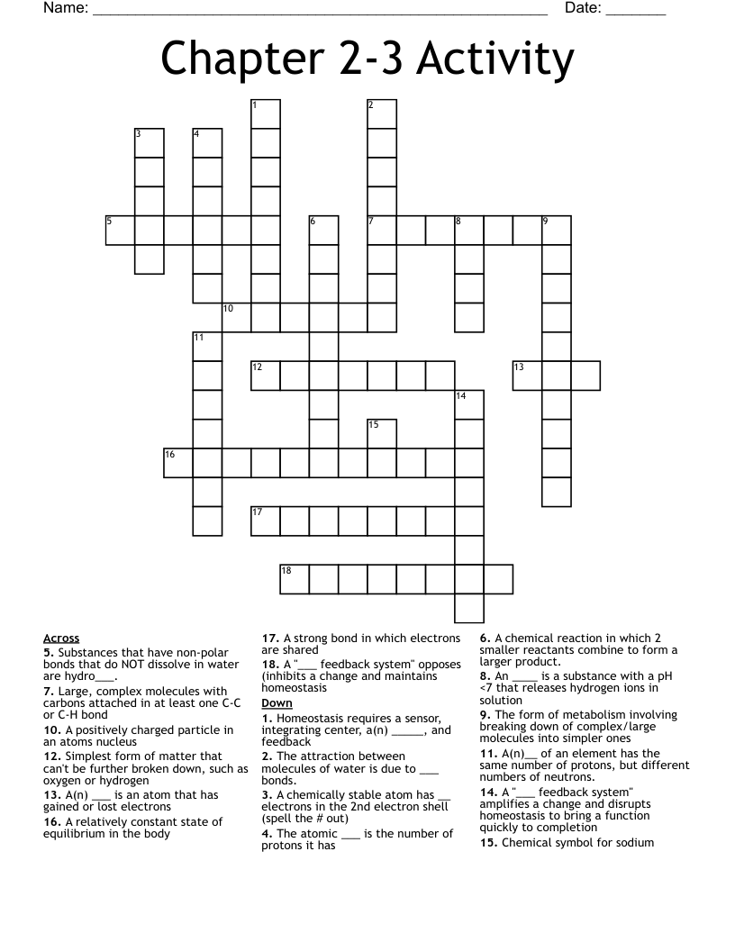 Chapter 23 Activity Crossword WordMint