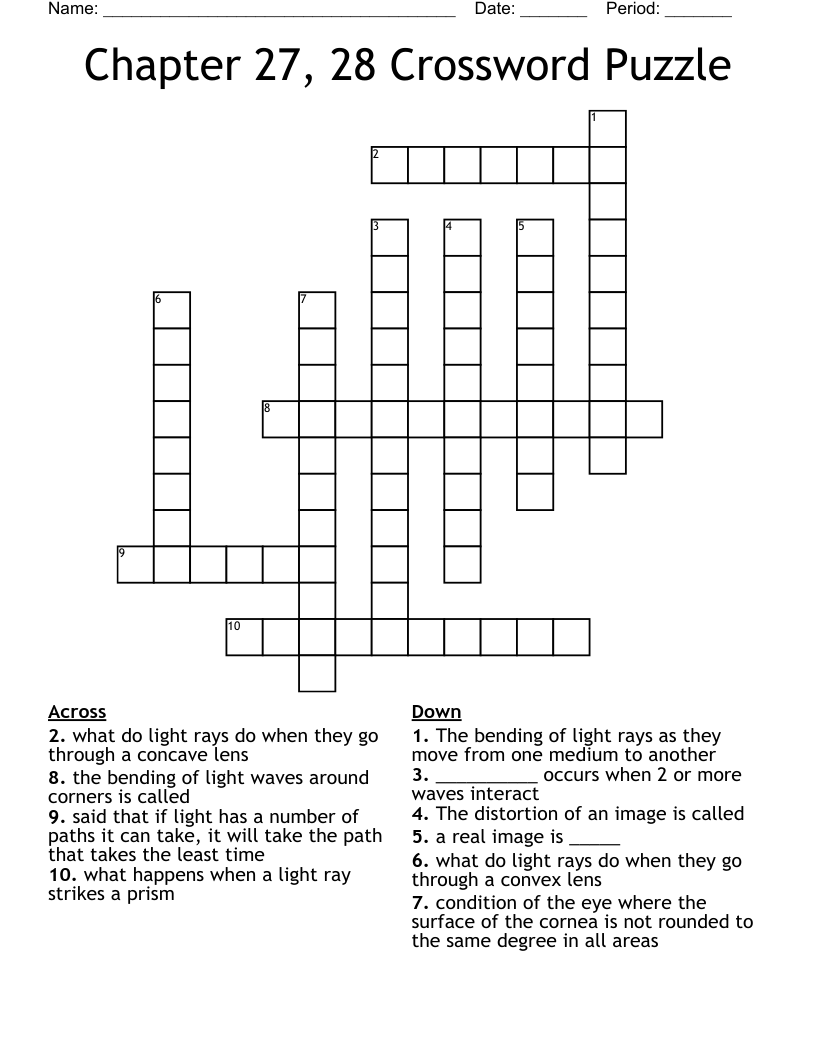 Chapter 27, 28 Crossword Puzzle