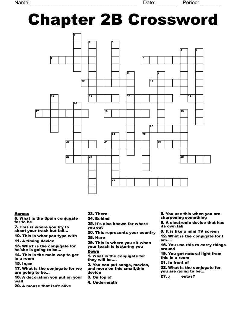 Chapter 2B Crossword - WordMint