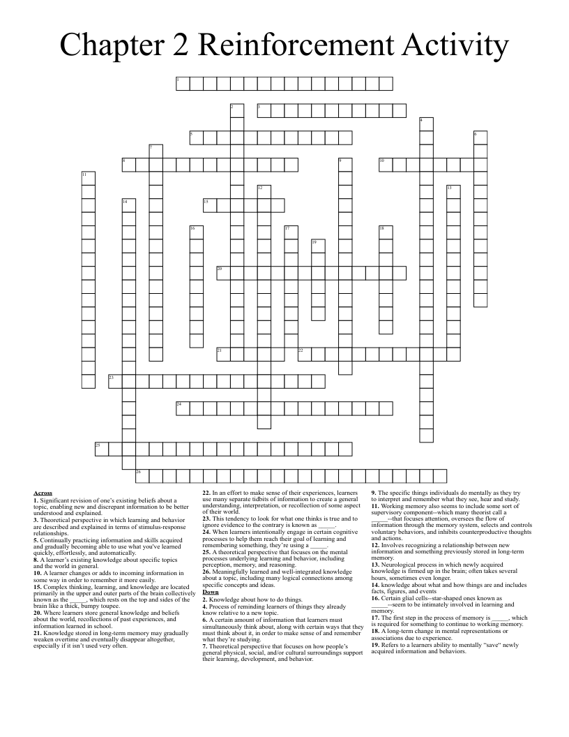 Chapter 2 Reinforcement Activity Crossword - WordMint